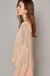 POL V-Neck Long Sleeve Star Print Knit Top OutfitFlow